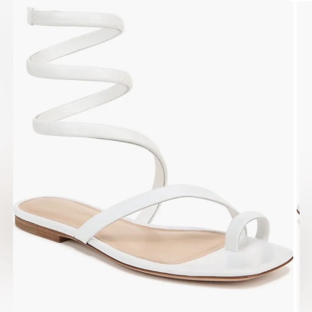 Veronica Beard Coconut Ankle Wrap Sandals